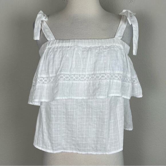 dra Los Angeles White Off Shoulder Cottagecore Cotton Top XS - Picture 2 of 7